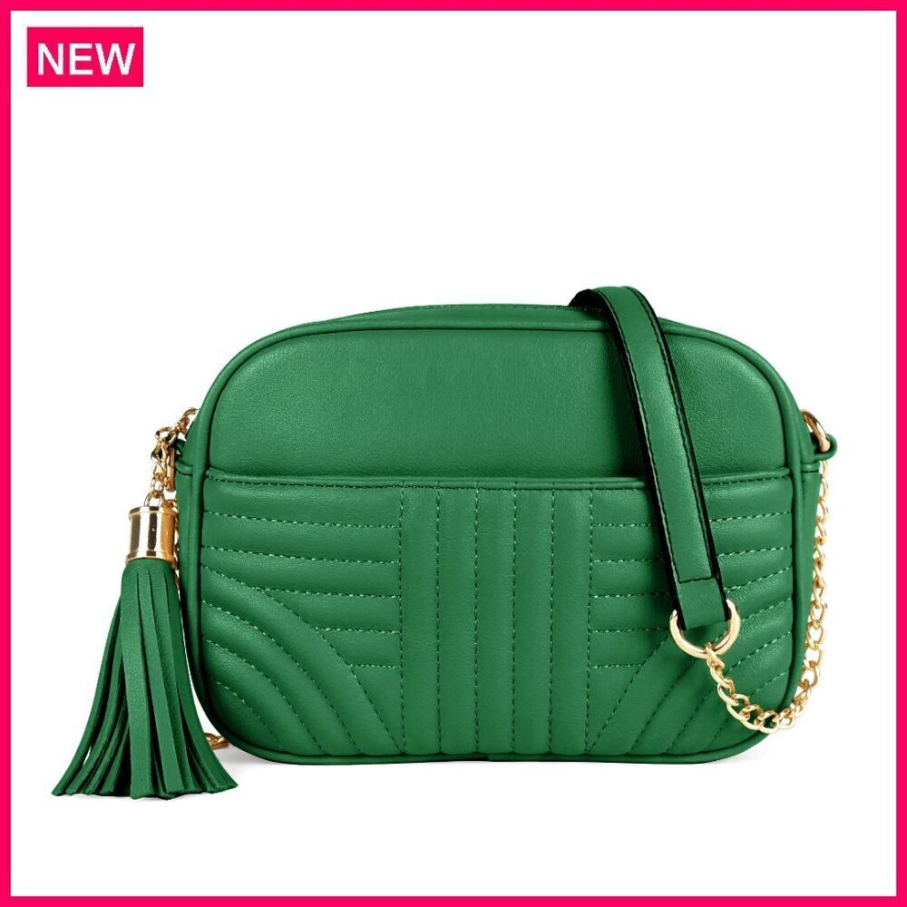 Quilted Vegan Leather Crossbody Bag with Adjustable Strap, Medium Size